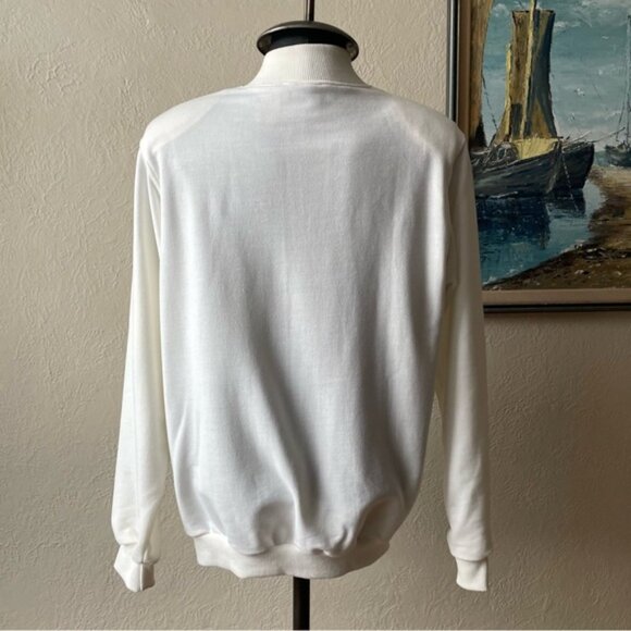 Vintage 80s embroidered cream poly cotton Tan Jay pullover sweater size small - Picture 5 of 14